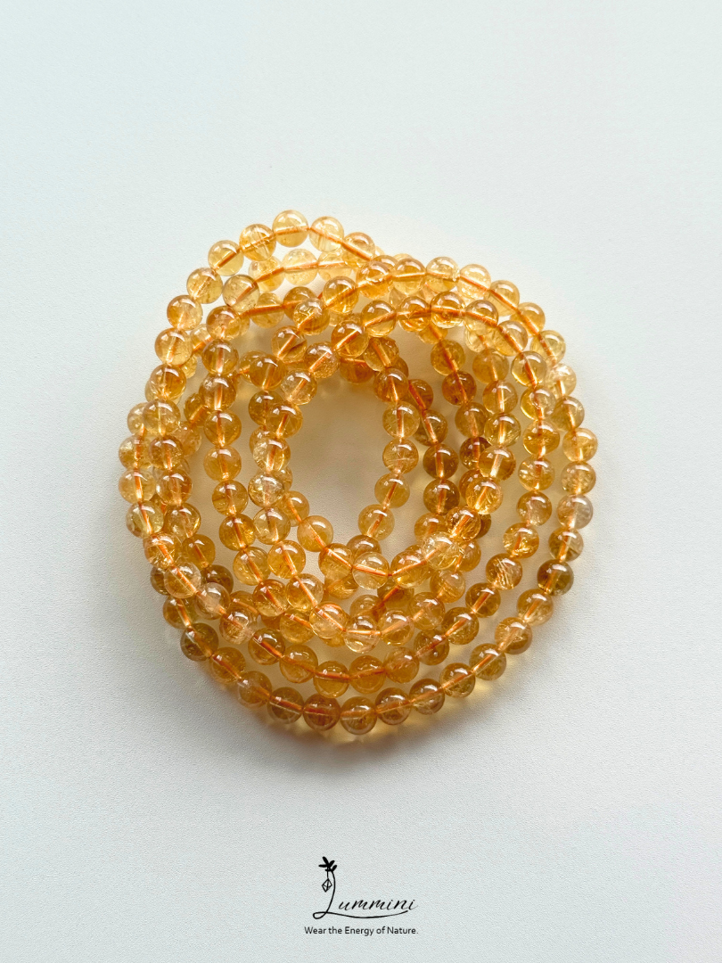 Natural Citrine Triple-Wrap Bracelet – 6.5–7mm – Random Selection