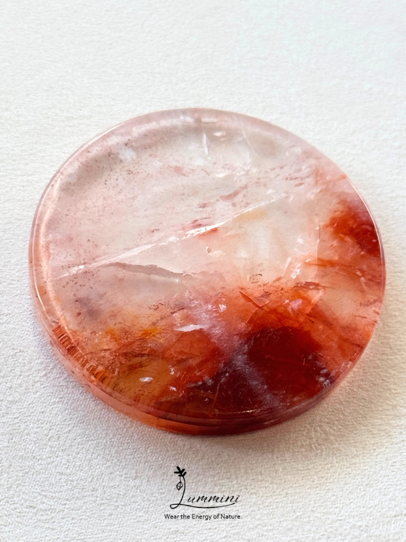 Natural Flower Inclusion Quartz Round Hand Stone