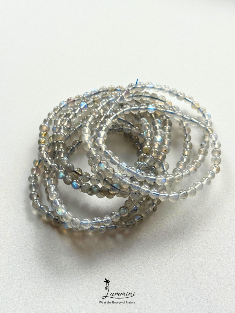 Natural Strong Blue Flash Grey Moonstone Multi-Wrap Bracelet – 5.3mm – Random Selection