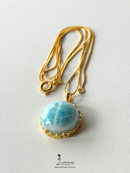 Genuine Natural Larimar Pendant Necklace in Silver 925 Setting – 17.5*8.5 mm, Gift Ready, One of a Kind, Larimar Jewellery