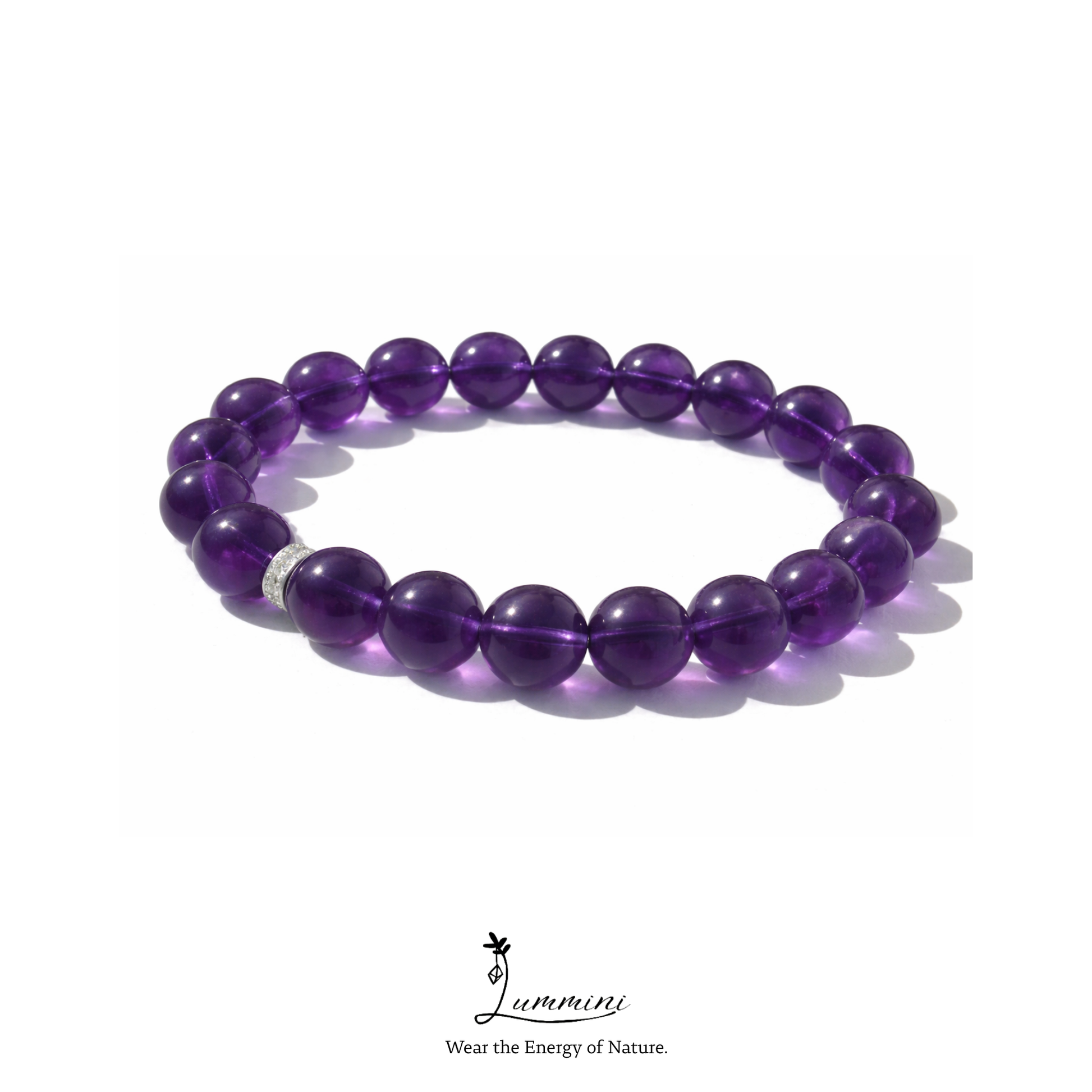 Uruguay Amethyst 9.5mm beads with shinning bead - Lummini