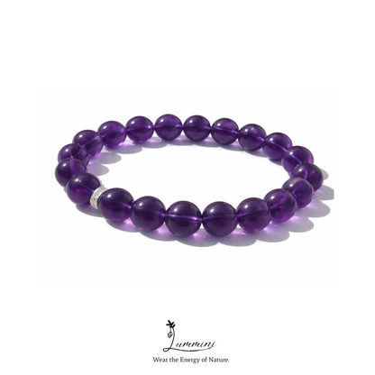 Uruguay Amethyst 9.5mm beads with shinning bead - Lummini