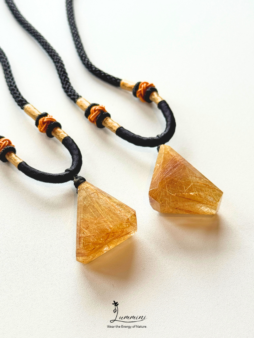 Artisan Natural Gold Rutilated Quartz Matching Necklace Set – Pair, Gift Selection, Gift Ready, Value Pack!!