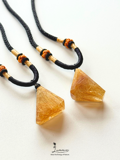 Artisan Natural Gold Rutilated Quartz Matching Necklace Set – Pair, Gift Selection, Gift Ready, Value Pack!!