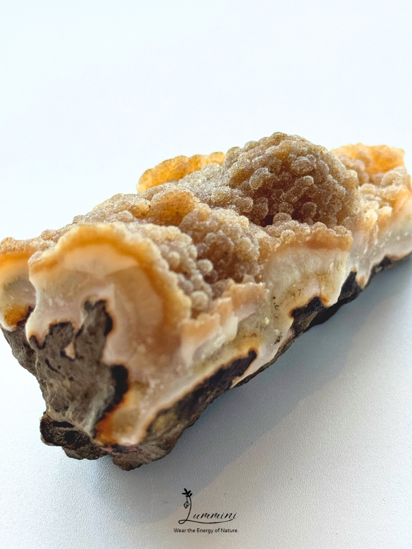 Natural Honey Botryoidal Druzy Quartz on Agate Matrix – 175g, 90mm