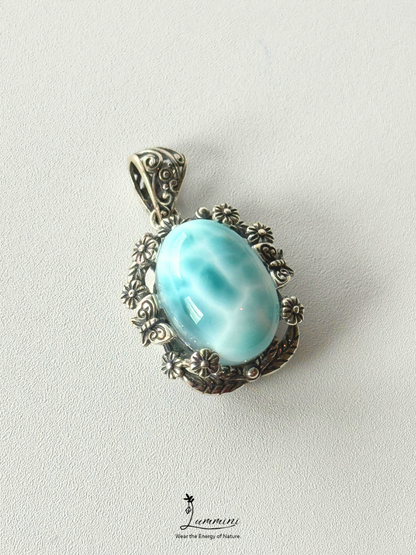 Genuine Natural Larimar Pendant Necklace in Silver 925 Setting – 18*20*14 mm, Gift Ready, One of a Kind, Larimar Jewellery