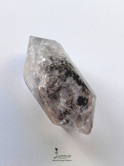 Natural Guizhou Herkimer Quartz Point – Original Skin – Black Flowing Sand Inclusion – 42g, 59mm