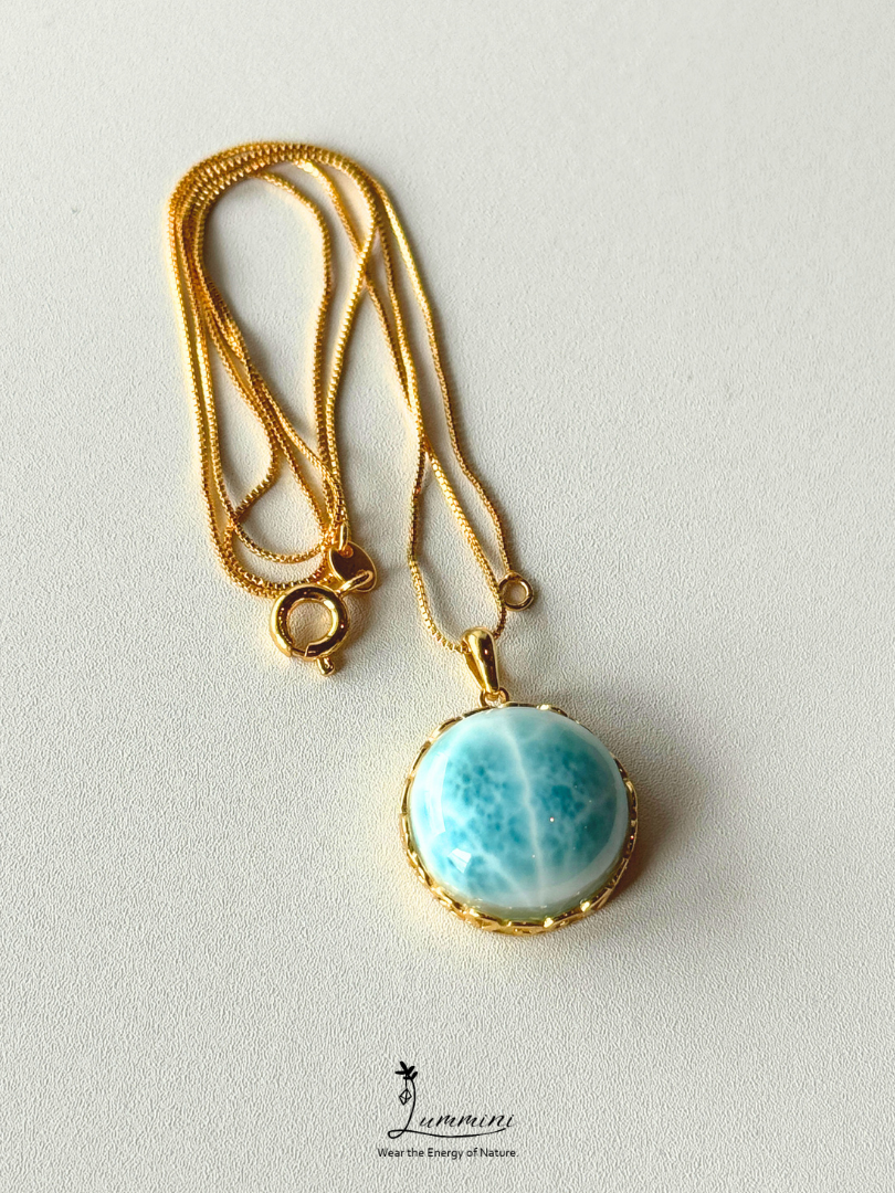 Genuine Natural Larimar Pendant Necklace in Silver 925 Setting – 17.5*8.5 mm, Gift Ready, One of a Kind, Larimar Jewellery