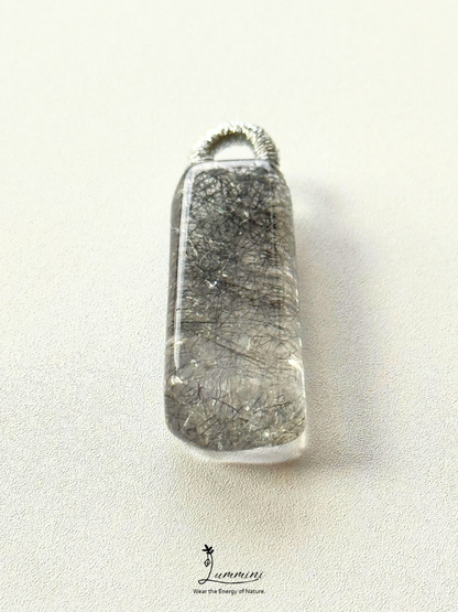 Natural Black Rutilated Quartz Pendant – 34.5mm