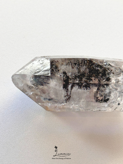 Natural Guizhou Herkimer Quartz Point – Original Skin – Black Flowing Sand Inclusion – 42g, 59mm
