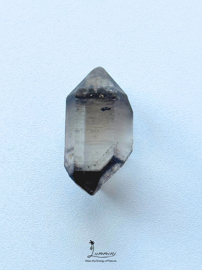 Rare & Special Natural Herkimer Diamond Double-Terminated Smoky Quartz with with Akashic Lines – 28mm