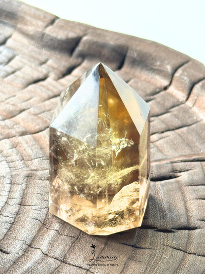 Natural Tea-Gold Citrine Tower with Rainbow –140g, 6.2cm, One of a Kind