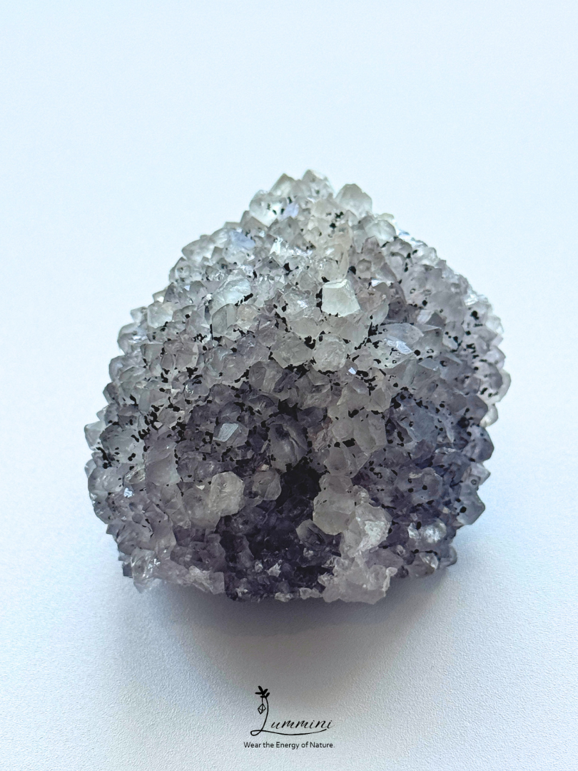Natural Grey Quartz Hedgehog Cluster with Black Mineral Inclusions - 131g, 63.5mm