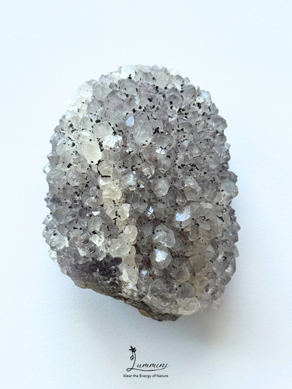 Natural Grey Quartz Hedgehog Cluster with Black Mineral Inclusions - 131g, 63.5mm