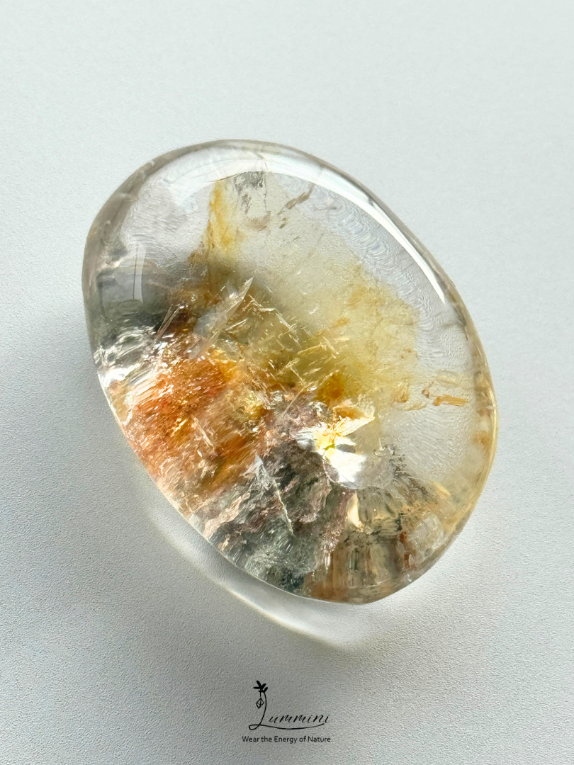 Natural Garden Quartz Palm Stone with Garden & Flower Inclusions – 80g, 57mm