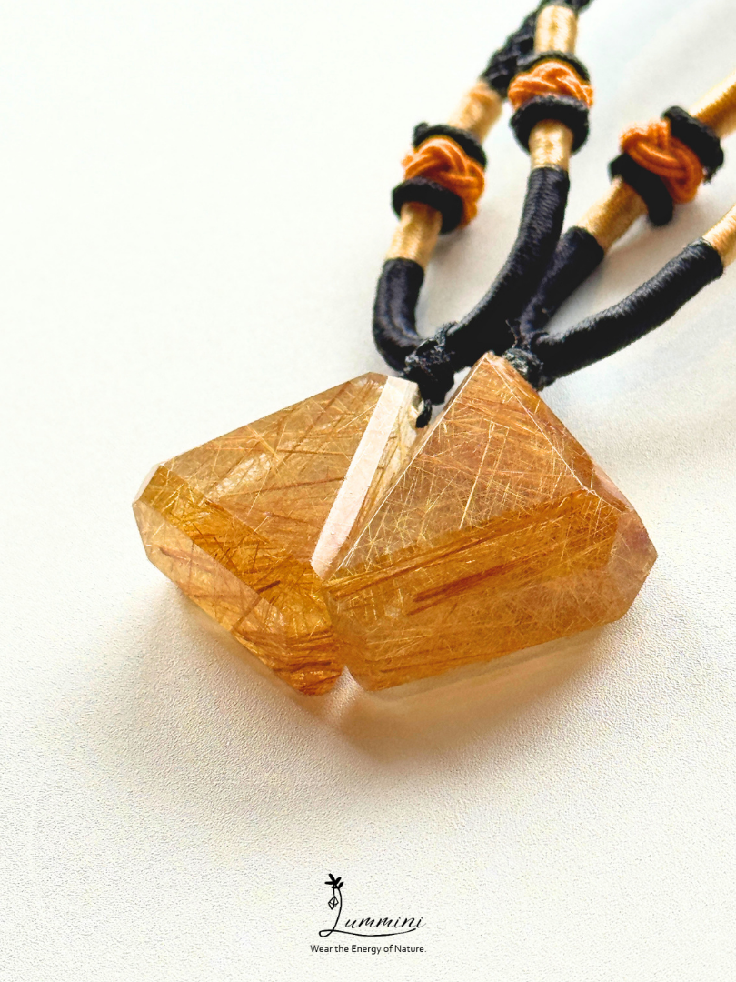 Artisan Natural Gold Rutilated Quartz Matching Necklace Set – Pair, Gift Selection, Gift Ready, Value Pack!!