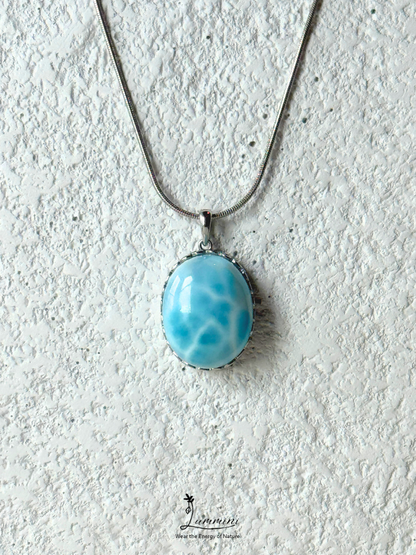 Genuine Natural Larimar Heart Pendant Necklace in Silver 925 Setting – 16*21*10 mm, Gift Ready, One of a Kind, Larimar Jewellery