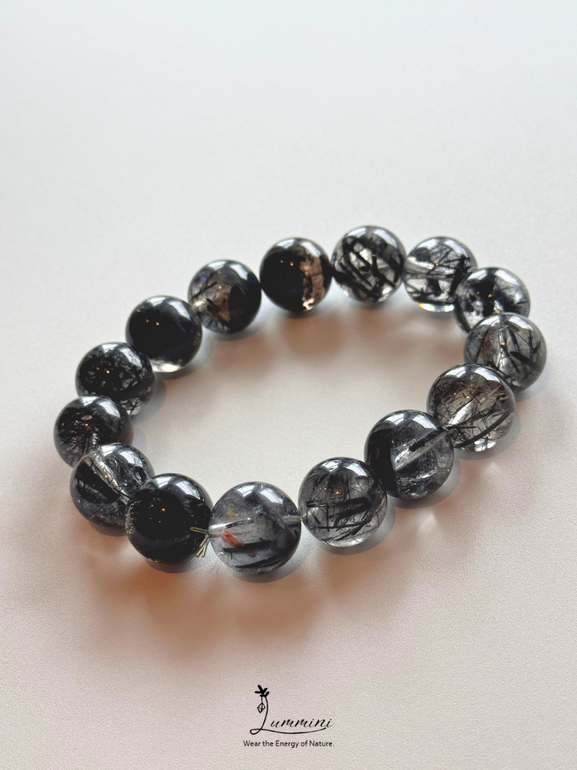 Natural Tourmalinated Quartz Statement Bracelet