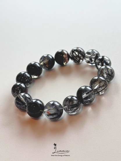 Natural Tourmalinated Quartz Statement Bracelet