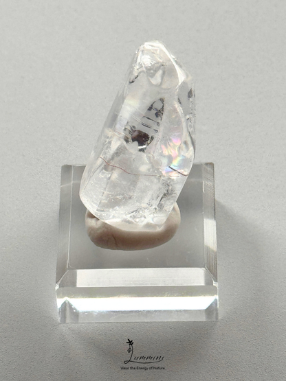 Natural Clear Quartz Pocket Stone with Copper Inclusion & Rainbow - 20g