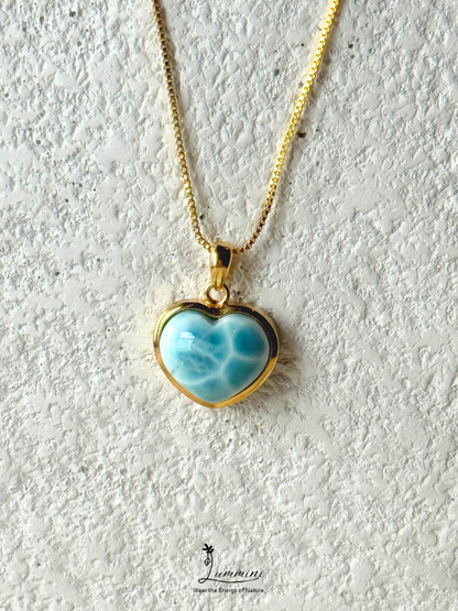 Genuine Natural Larimar Heart Pendant Necklace in Silver 925 Setting – 16.7*14*9 mm, Gift Ready, One of a Kind, Larimar Jewellery