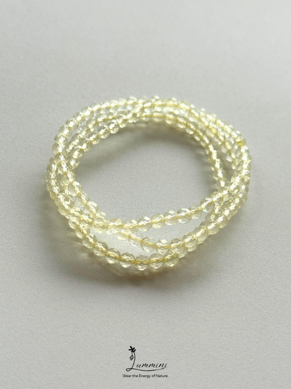 Natural Lemon Yellow Citrine Faceted Citrine Multi-Wrap Bracelet – 4mm – Random Selection