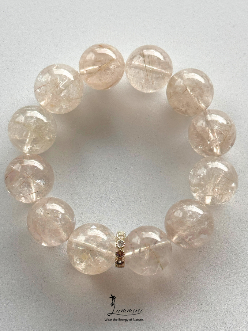 Natural Hair Inclusion Quartz Statement Bracelet – 17mm, One of a Kind