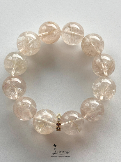 Natural Hair Inclusion Quartz Statement Bracelet – 17mm, One of a Kind