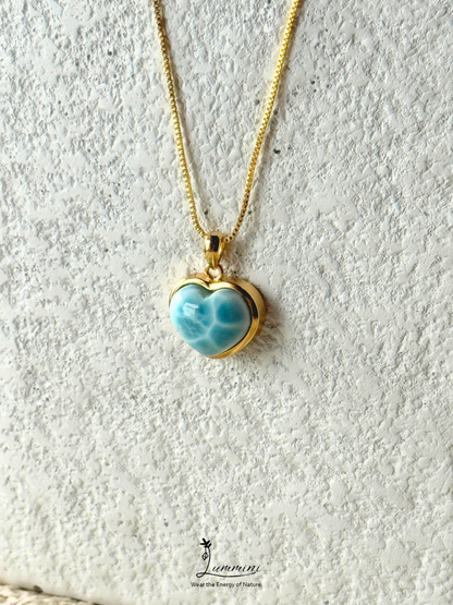 Genuine Natural Larimar Heart Pendant Necklace in Silver 925 Setting – 16.7*14*9 mm, Gift Ready, One of a Kind, Larimar Jewellery