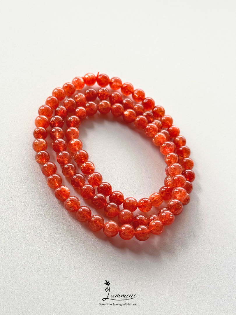 Grade AAA Genuine Natural Gold Sunstone Bracelet - Vivid Orange-Red – 6.5mm