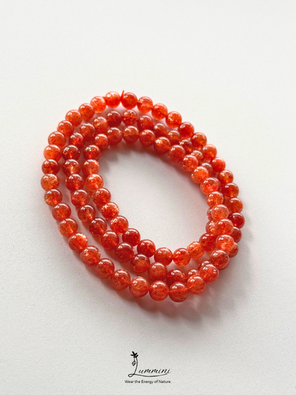Grade AAA Genuine Natural Gold Sunstone Bracelet - Vivid Orange-Red – 6.5mm