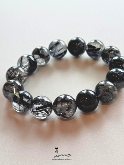Natural Tourmalinated Quartz Statement Bracelet