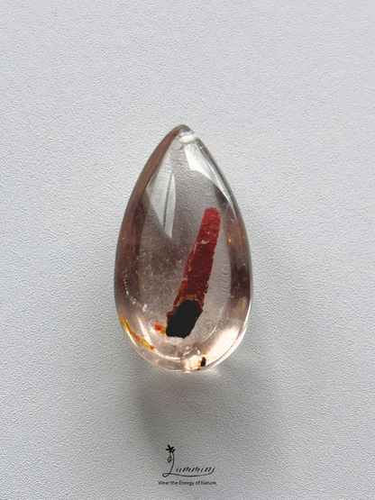 Natural Inclusion Quartz Pendant with Red Earthy Mineral Inclusions