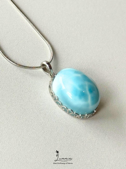 Genuine Natural Larimar Heart Pendant Necklace in Silver 925 Setting – 16*21*10 mm, Gift Ready, One of a Kind, Larimar Jewellery