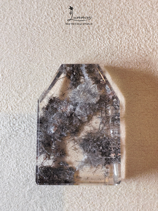 Rare Large White & Pink Phantom Quartz with Dark Hair-Like Inclusions