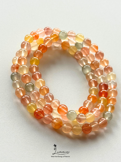 Natural Multicolour Rabbit Hair Quartz Triple-Wrap Bracelet – 6mm