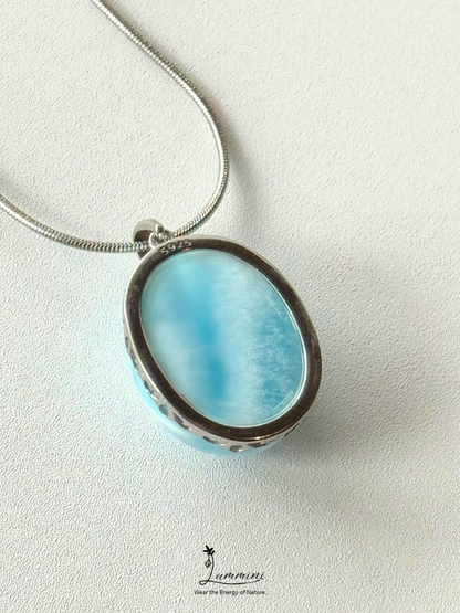 Genuine Natural Larimar Heart Pendant Necklace in Silver 925 Setting – 16*21*10 mm, Gift Ready, One of a Kind, Larimar Jewellery