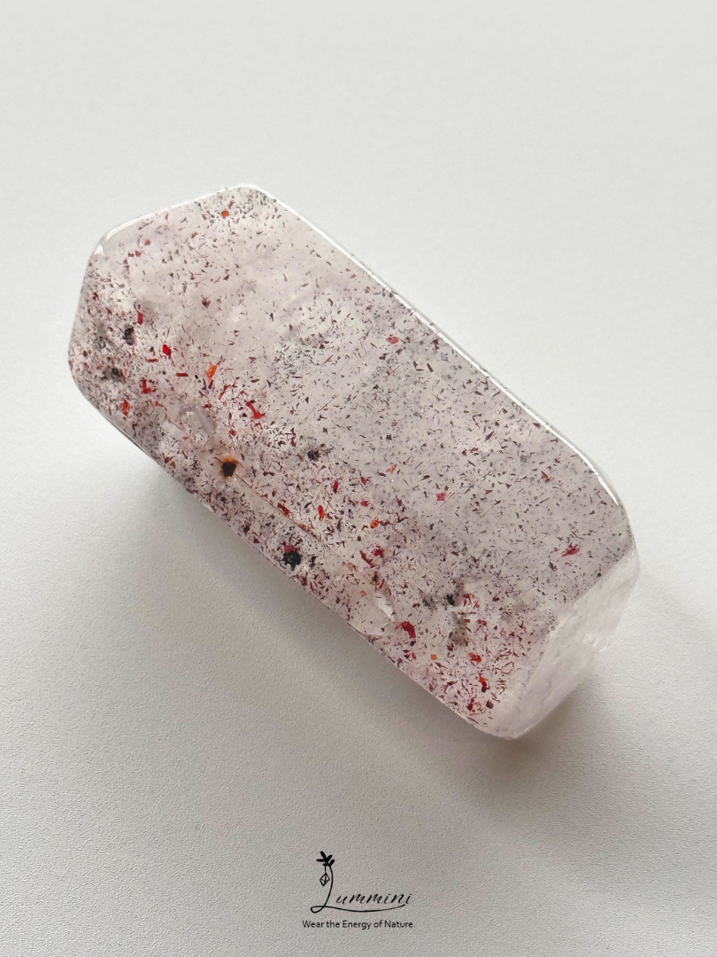 Natural Inclusion Quartz Tower / Hand Stone – Red “Venom Flower” Inclusions, 128g, One of a Kind