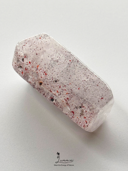 Natural Inclusion Quartz Tower / Hand Stone – Red “Venom Flower” Inclusions, 128g, One of a Kind