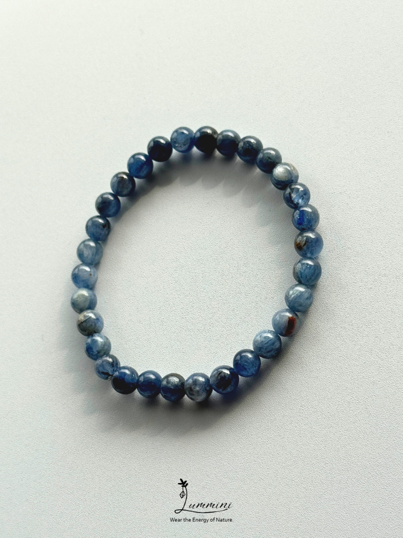 Natural Blue Kyanite in Quartz Bracelet – One of a Kind, 6.5mm