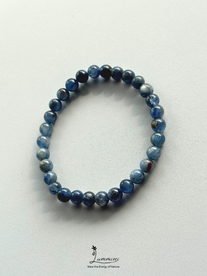 Natural Blue Kyanite in Quartz Bracelet – One of a Kind, 6.5mm