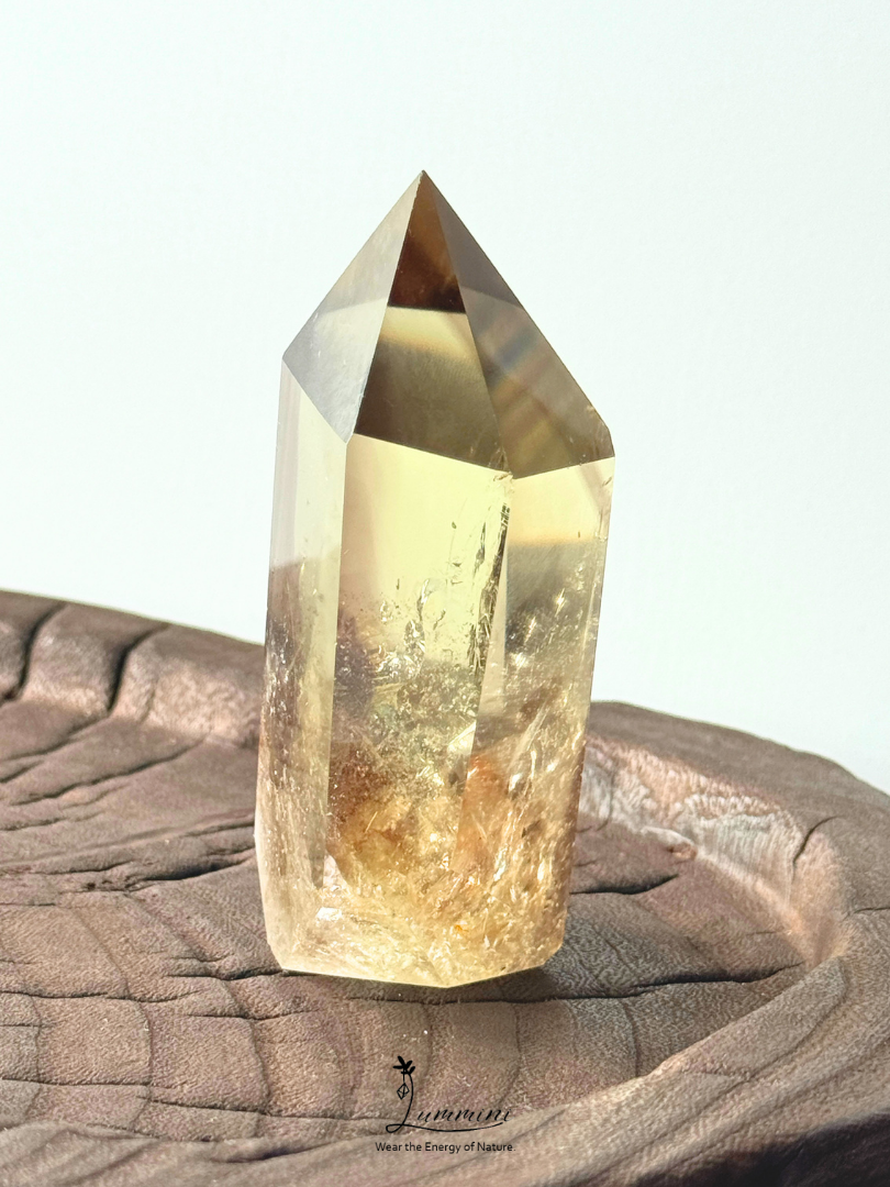 AAAA Rare Natural Brazilian Citrine Crystal Tower with Rainbow, Golden Quartz Obelisk, Collector, Display Piece – 165g, 8.25cm, One of a Kind