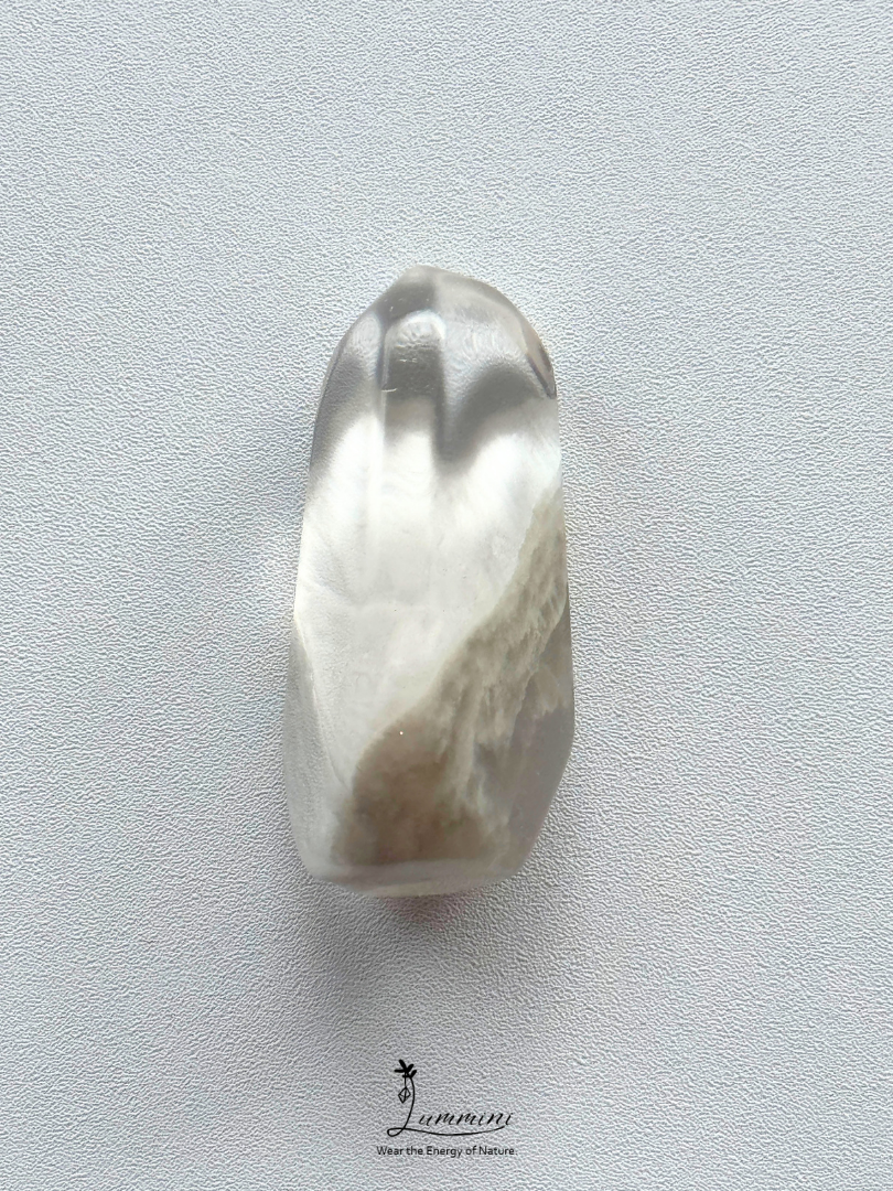 Natural White Rabbit Hair Quartz Freeform Pocket Stone - 7g