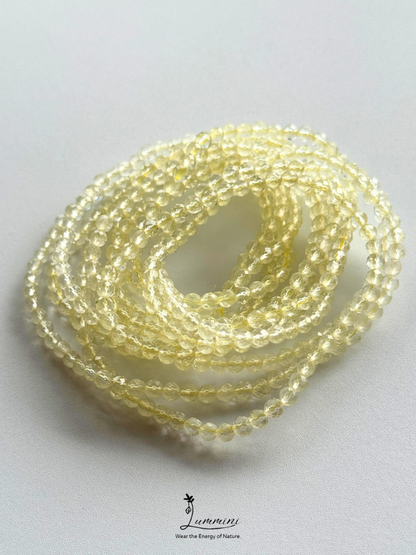 Natural Lemon Yellow Citrine Faceted Citrine Multi-Wrap Bracelet – 4mm – Random Selection