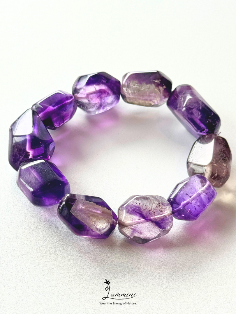 Rare & Distinctive - Natural Uruguay Super Seven Bracelet – Hand-Cut and Polished Freeform Beads 12–15mm, One of a Kind