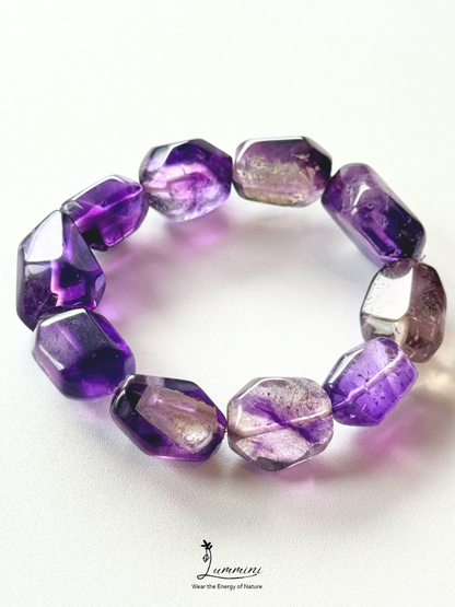 Rare & Distinctive - Natural Uruguay Super Seven Bracelet – Hand-Cut and Polished Freeform Beads 12–15mm, One of a Kind