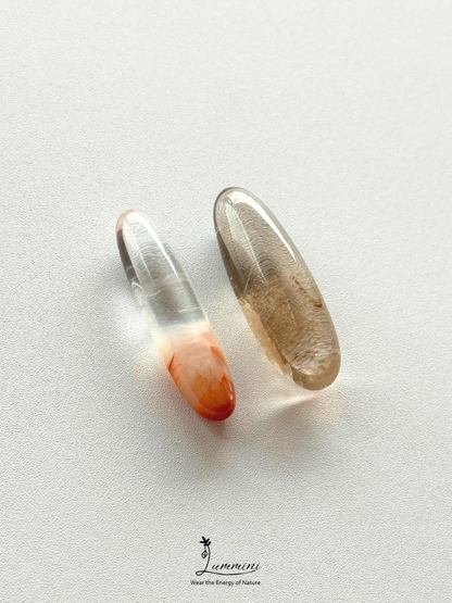 Natural Included Quartz Pocket Stone /  Capsule Value Pack – Rabbit Hair & Smoky Inclusion, 2 Pieces
