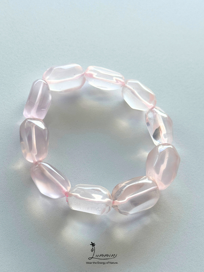 Genuine AAA Natural Rose Quartz Freeform Bracelet – Approx. 12–13mm, Self Love Healing Bracelet