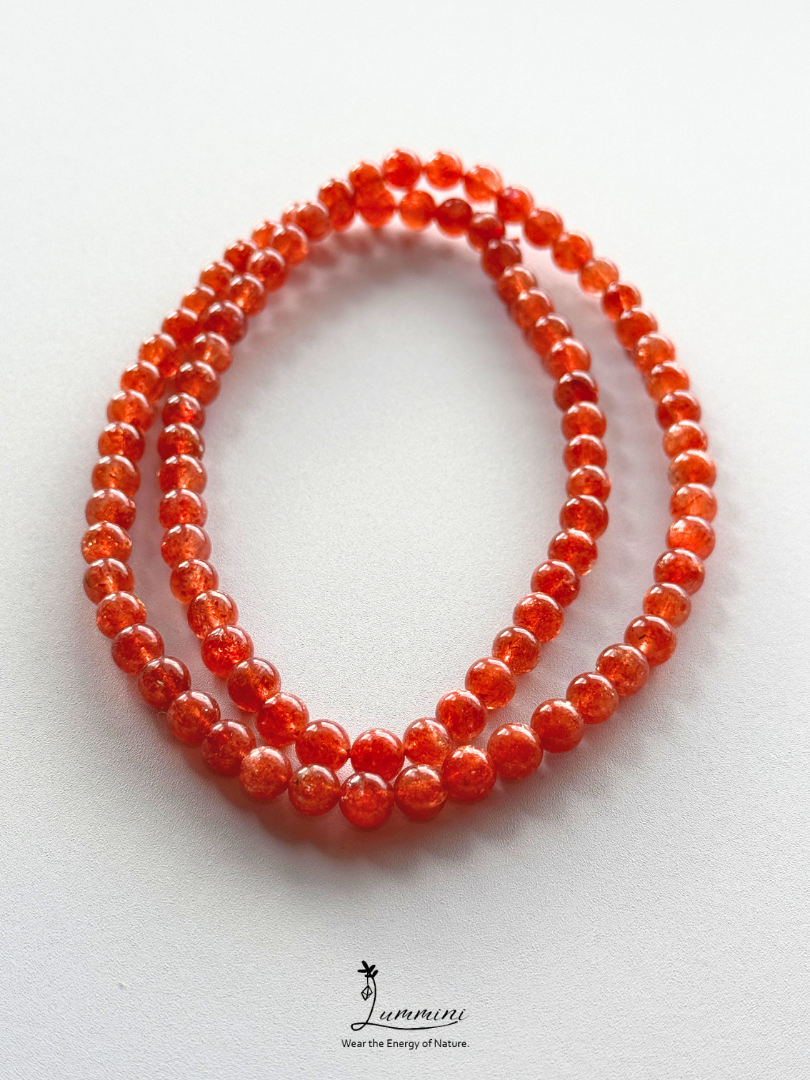 Grade AAA Genuine Natural Gold Sunstone Bracelet - Vivid Orange-Red – 6.5mm
