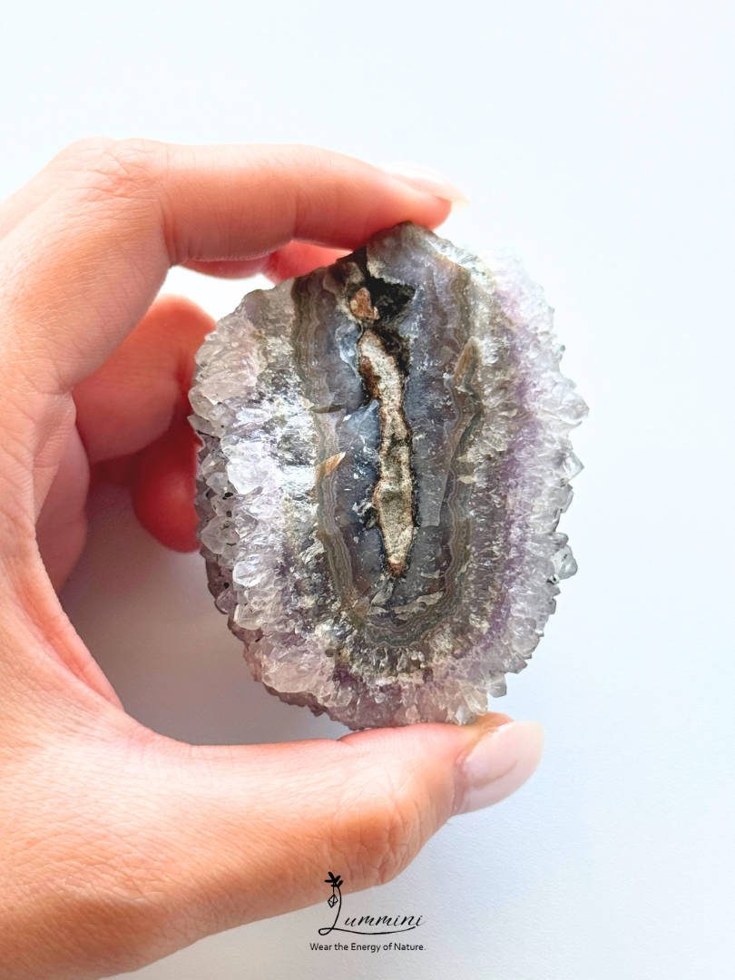 Natural Grey Quartz Hedgehog Cluster with Black Mineral Inclusions - 131g, 63.5mm